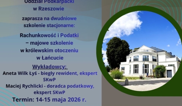 2 dniowe szkolenie stacjonarne: Rachunkowość i Podatki
